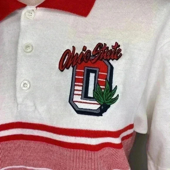 Champion OSU Ohio State Vintage Polo Red White Buckeyes Bucks OH-IO Sz Large - Picture 2 of 6